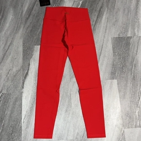 Til You Collapse Ribbed Classic Leggings - Red Medium workout gym Athleisure - Picture 9 of 9